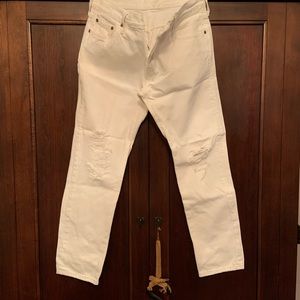 NEW Levi’s 501 distressed White All Cotton Jeans